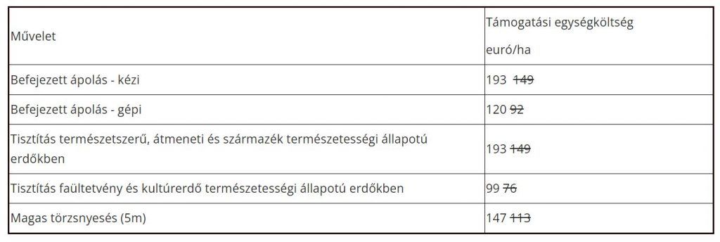 A versenyképes erdőgazdálkodást szolgáló beruházások fiatal erdők ápolására irányuló támogatásánál a támogatási intenzitás 50-ről 65%-ra nőtt - Forrás: NAK