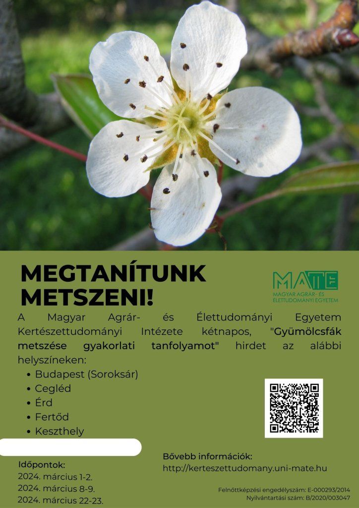 A metszés oktatását népszerűsítő plakát
