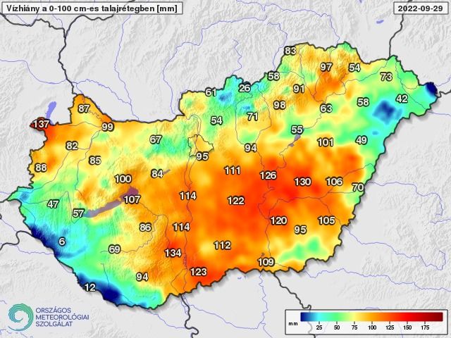 Ez volt a szárazság helyzete 2022. őszén Magyarországon - Forrás: Országos Meteorológiai Szolgálat